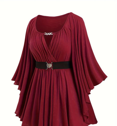 New autumn and winter European and American fashion women's clothing, oversized with an irregular hem, solid color, heart-shaped